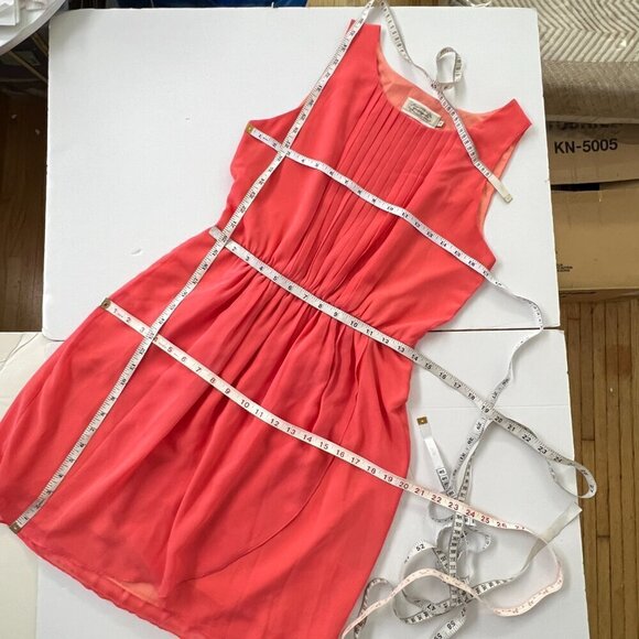 NWOT (Plenty) Propaganda Coral Pleated Tulip Wrap Hem Sleeveless Midi Dress Sz M - Picture 10 of 10